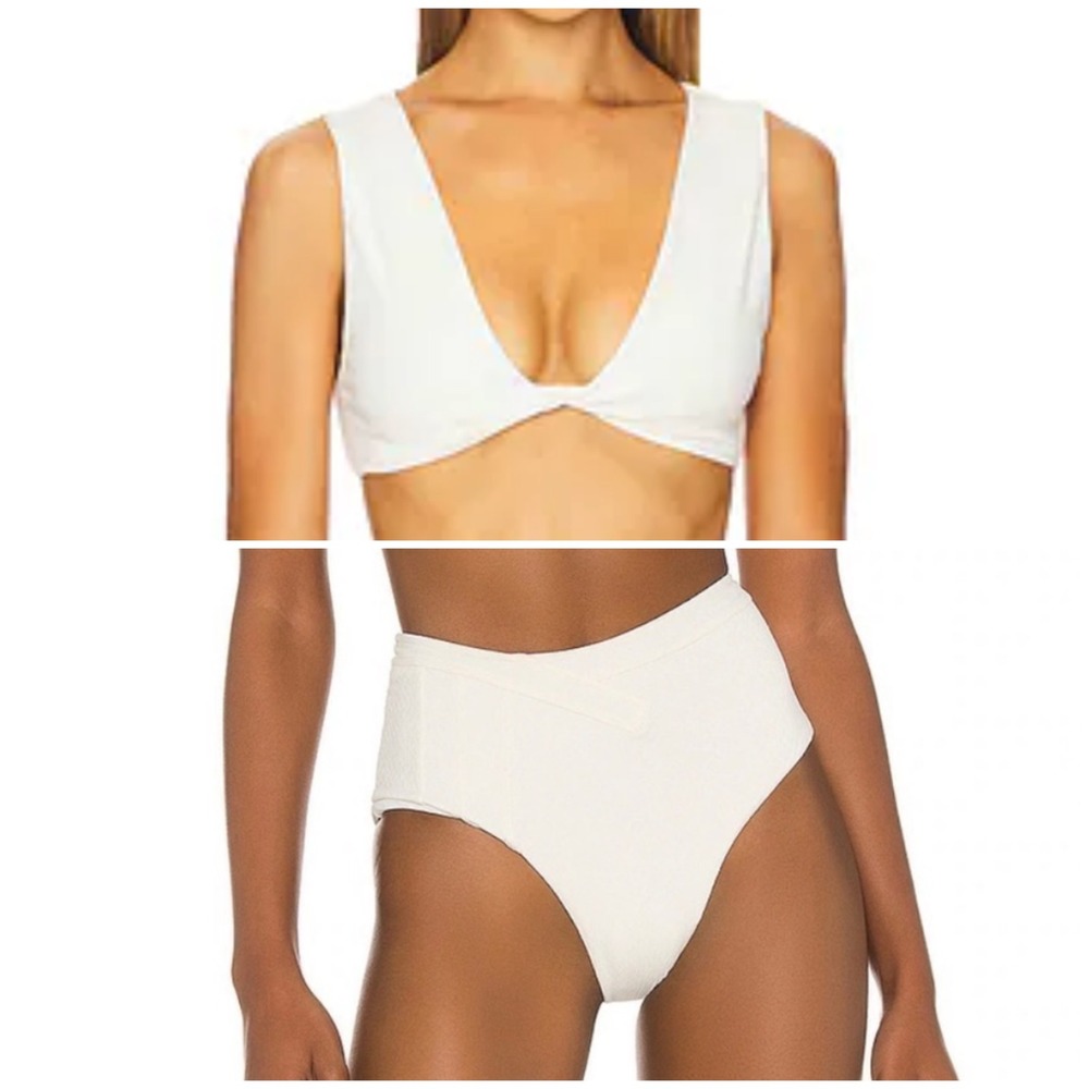 C17 RARE Revel Rey Hunter Bikini Two Piece Cream Snake Texture High Waisted Boho